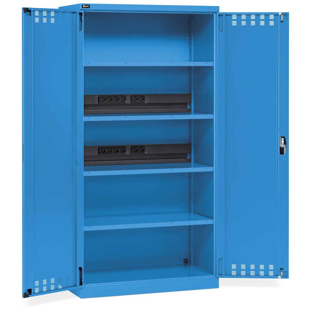 Produktabbildung: Fami PERFOM Akku-Ladeschrank, 4 Lochböden, HxBxT 2.000 x 1.023 x 726 mm, lichtblau