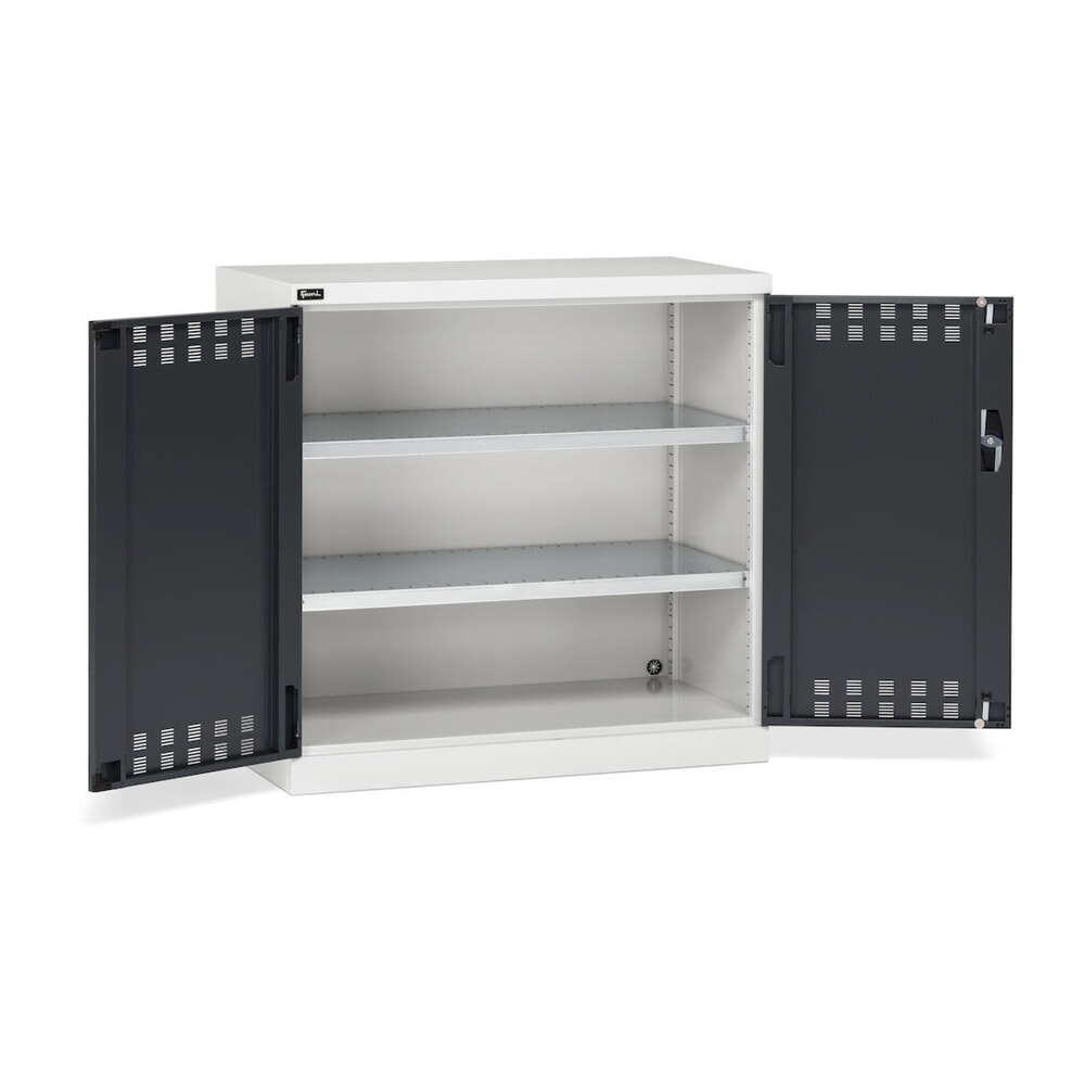 Produktabbildung Nr. 3: Fami PERFOM Beistellschrank, 2 Fachböden, perforierte Flügeltüren, HxBxT 1.000 x 1.023 x 555 mm, lichtgrau, anthrazit
