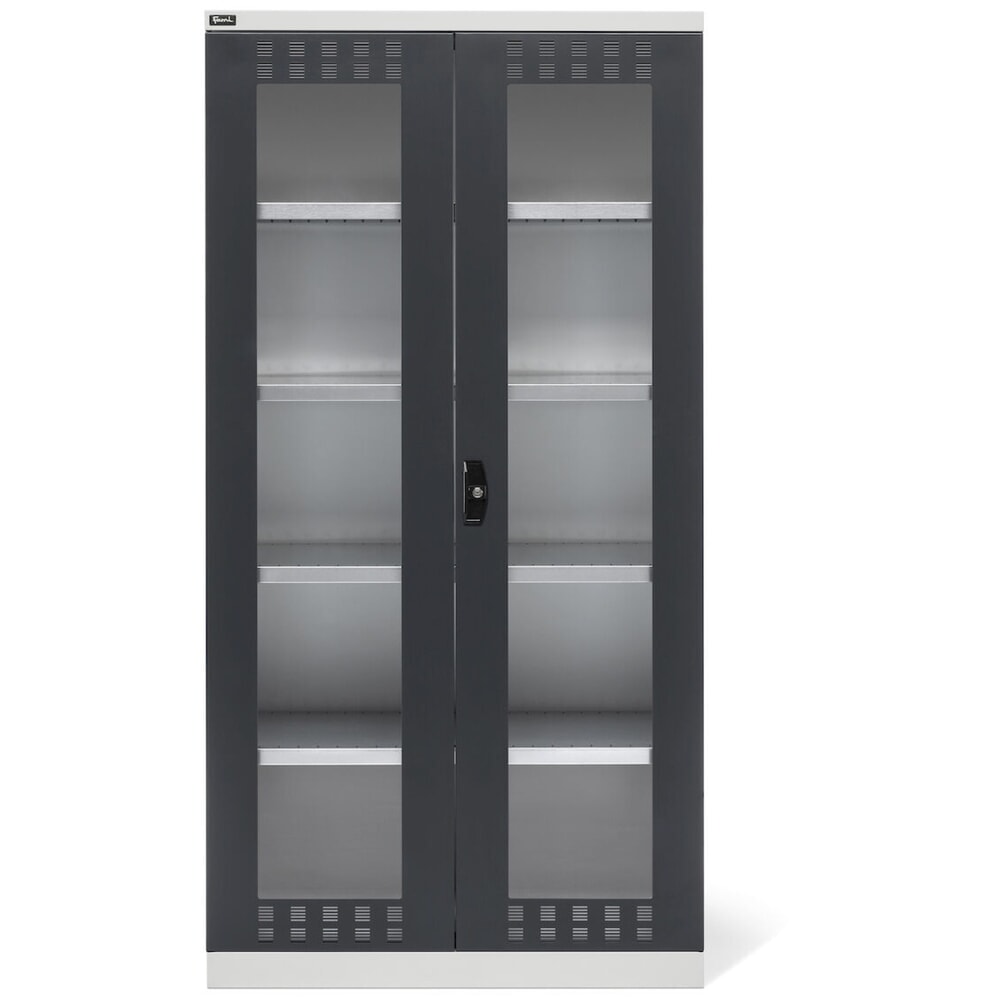 Produktabbildung Nr. 3: Fami PERFOM Flügeltürschrank mit 4 Fachböden und Sichtfenstern, HxBxT 2.000 x 1.023 x 726 mm, lichtgrau, anthrazit