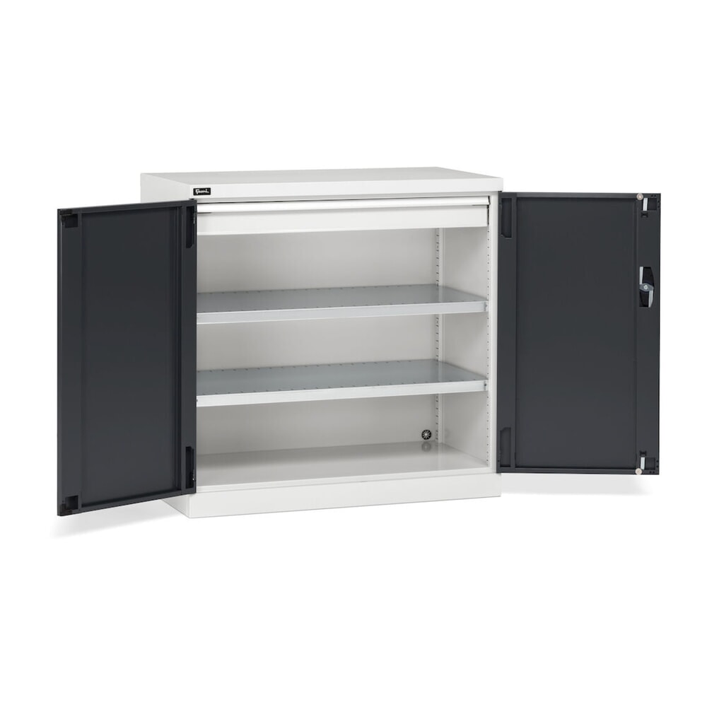 Produktabbildung Nr. 3: Fami PERFOM Flügeltürschrank, 1 Schublade, 3 Fachböden, HxBxT 1.000 x 1.023 x 555 mm, lichtgrau, anthrazit