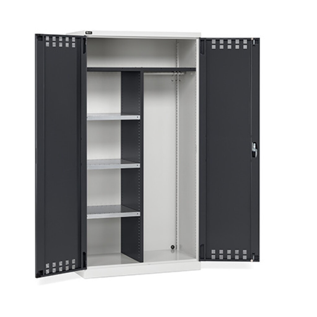 Fami PERFOM Mehrzweckschrank, Kleiderstange, 3 Fachböden, HxBxT 2.000 x 1.023 x 555 mm, lichtgrau, anthrazit Produktabbildung Nr. 1: Fami PERFOM Mehrzweckschrank, Kleiderstange, 3 Fachböden, HxBxT 2.000 x 1.023 x 555 mm, lichtgrau, anthrazit