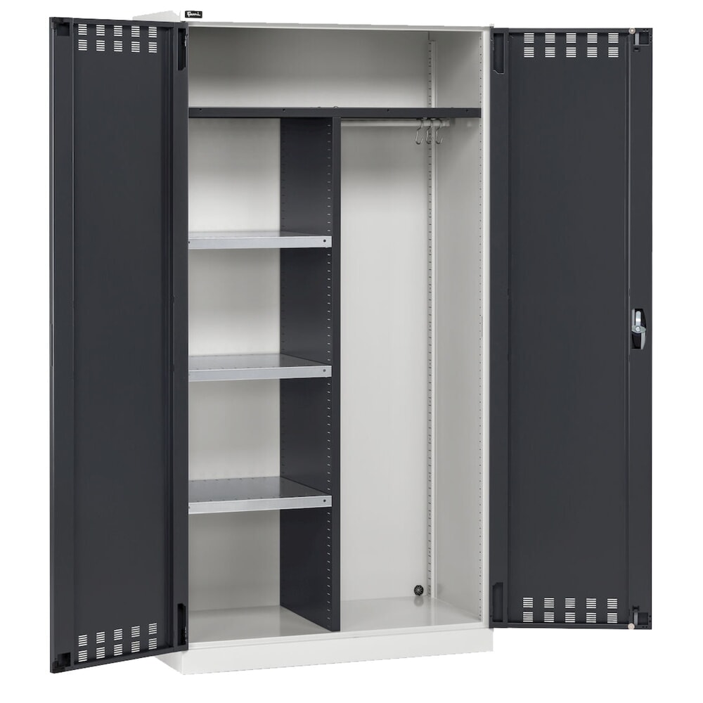 Produktabbildung Nr. 4: Fami PERFOM Mehrzweckschrank, Kleiderstange, 3 Fachböden, HxBxT 2.000 x 1.023 x 726 mm, lichtgrau, anthrazit