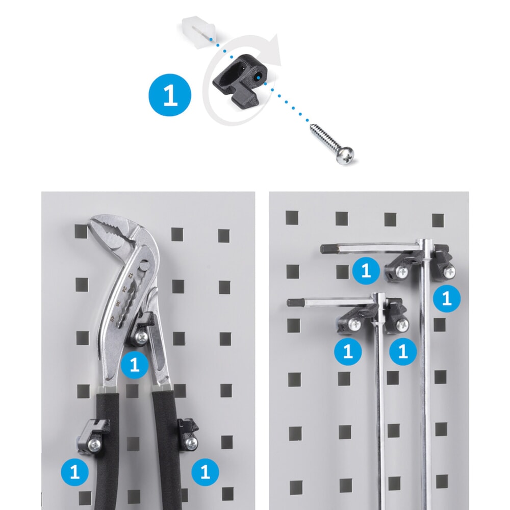 Produktabbildung Nr. 9: Fami PERFOM Werkstattschrank, 3 Schubladen, Lochplatten, Sichtlagerkasten, HxBxT 2.000 x 1.023 x 726 mm, lichtgrau, anthrazit