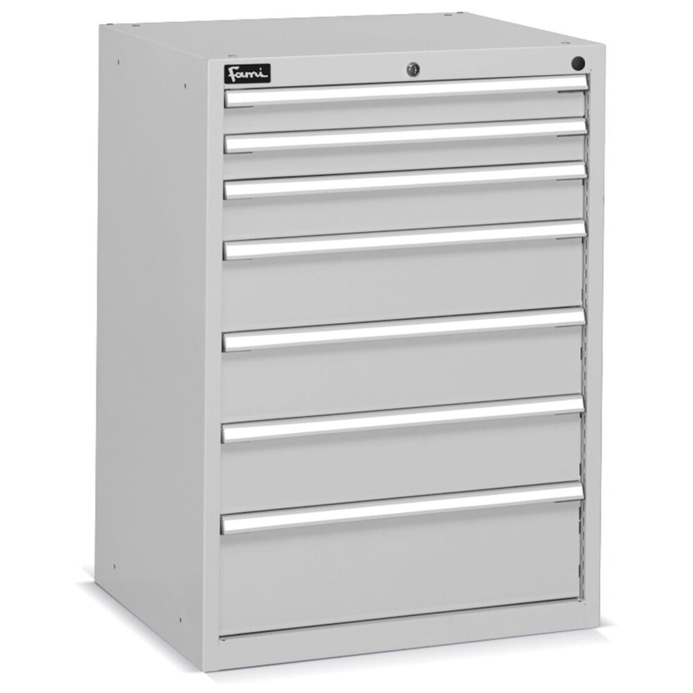 Produktabbildung Nr. 2: Fami Schubladenschrank Flexa Key Comfort, Schubladen 2x75/1x100/3x150/1x200 mm, HxBxT 1.000 x 717 x 600 mm, RAL 7035 lichtgrau
