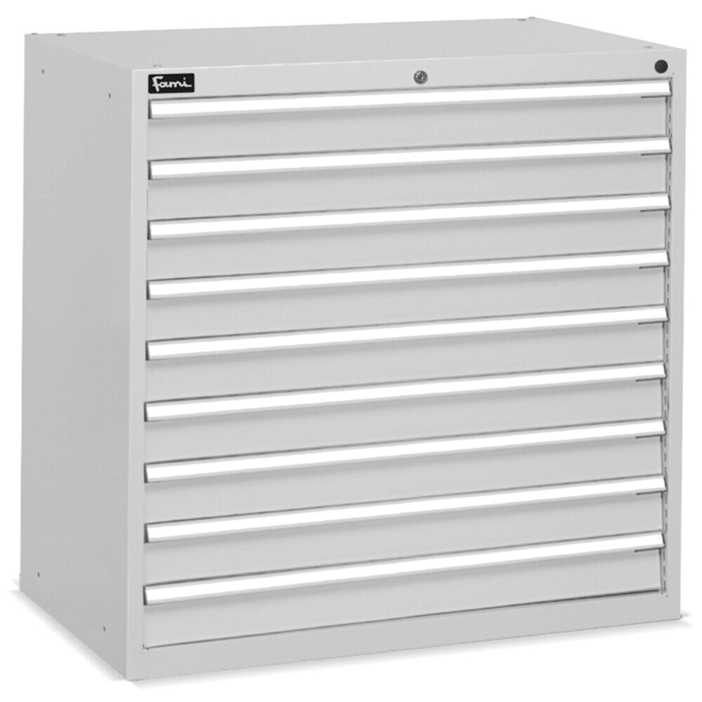 Produktabbildung Nr. 2: Fami Schubladenschrank Flexa Key Comfort, Schubladen 9x100 mm, HxBxT 1.000 x 1.023 x 600 mm, RAL 7035 lichtgrau
