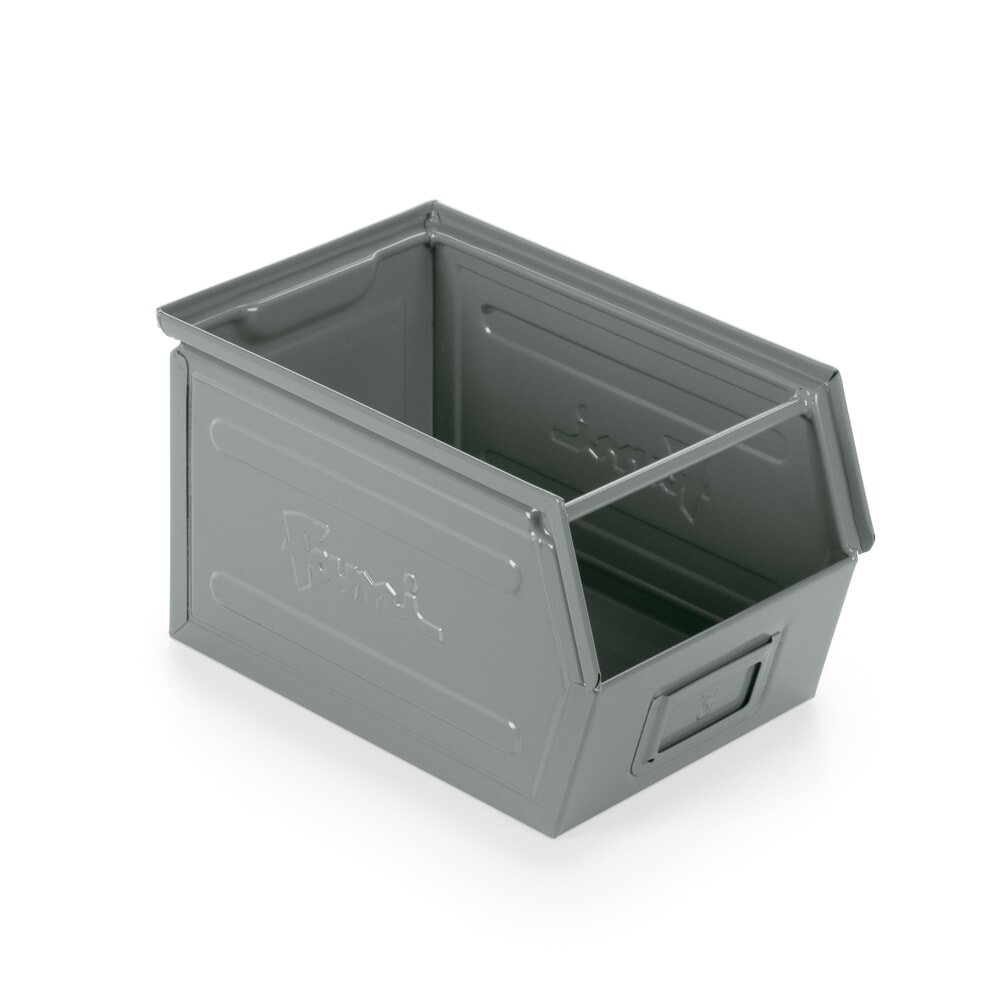 Produktabbildung: Fami Sichtlagerkasten, HxBxT 200 x 200 x 350 mm, Stahlblech, fehgrau, 8 Stk/VE
