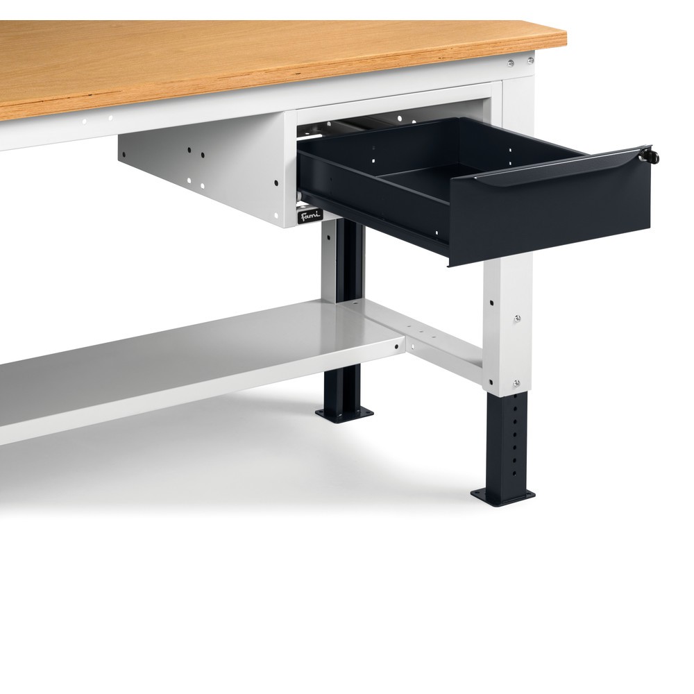 Produktabbildung Nr. 3: Fami Werkbank, höhenverstellbar, mit Multifunktionswand u. 1 Schublade, TK 1.000 kg, HxBxT 740-1.110 x 1.500 x 750 mm, RAL 7035 lichtgrau / RAL 7016 anthrazitgrau