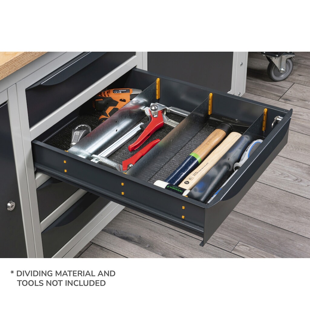 Produktabbildung Nr. 2: Fami Werkbank, höhenverstellbar, 4 Schubladen u. 1 Schrank, TK 1.000 kg, HxBxT 740-1.110 x 2.000 x 750 mm, RAL 5012 lichtblau