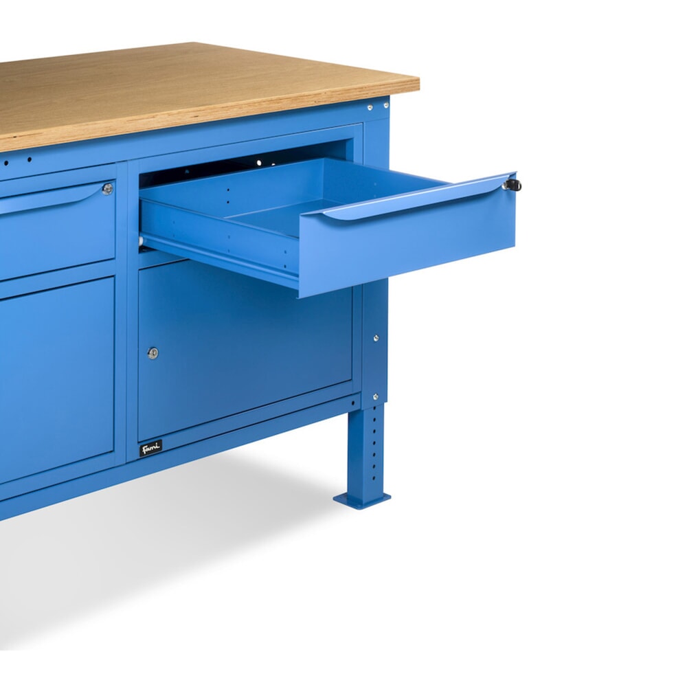 Produktabbildung Nr. 10: Fami Werkbank, höhenverstellbar, 2 Schubladen u. 2 Schränke, TK 1.000 kg, HxBxT 740-1.110 x 1.500 x 750 mm, RAL 5012 lichtblau