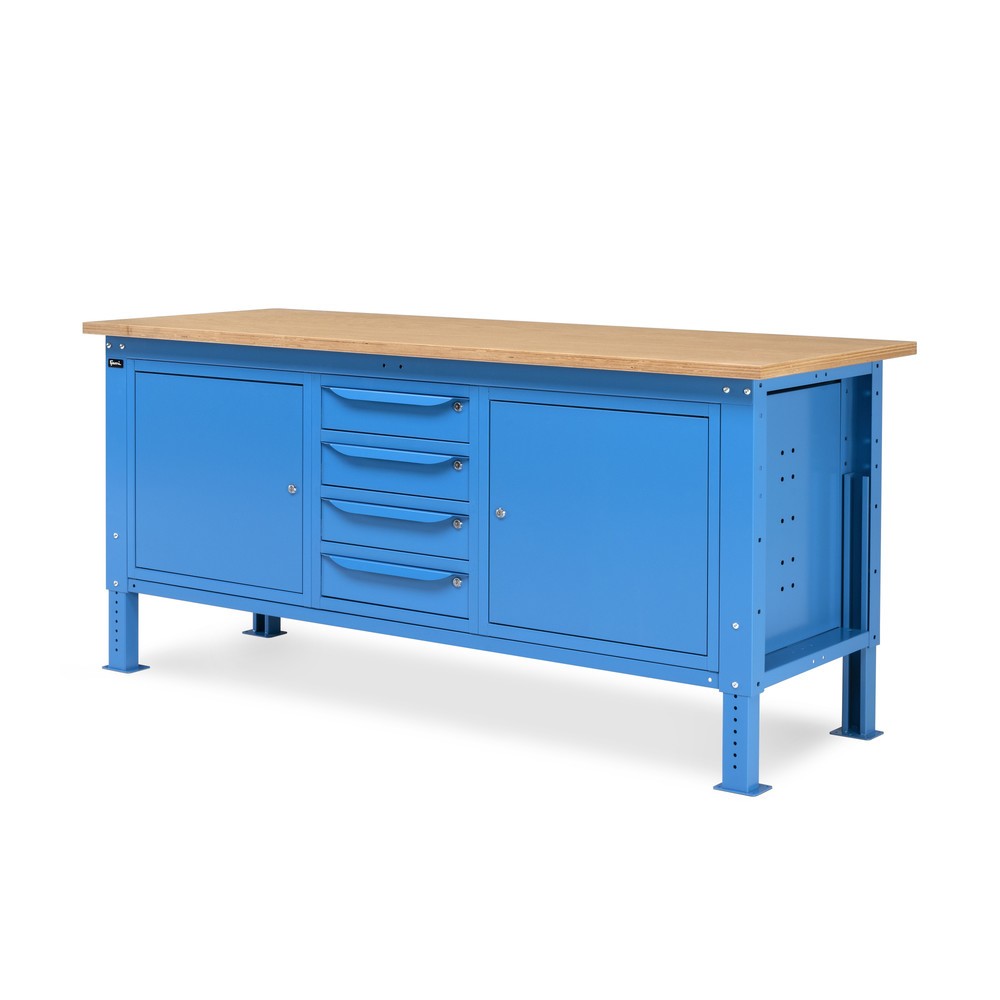 Produktabbildung Nr. 3: Fami Werkbank, höhenverstellbar, 4 Schubladen u. 2 Schränke, TK 1.000 kg, HxBxT 740-1.110 x 2.000 x 750 mm, RAL 5012 lichtblau