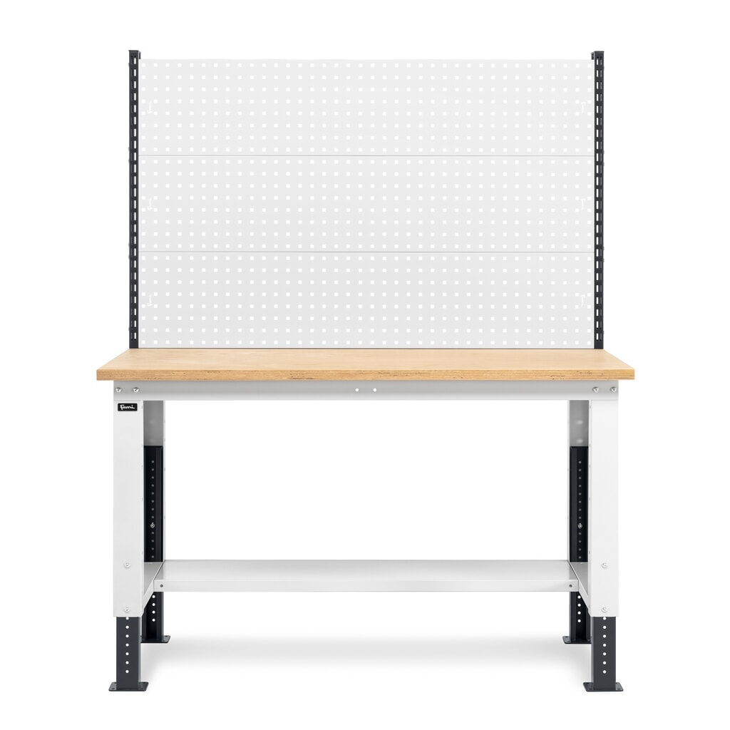 Fami Werkbank, höhenverstellbar u. mit Multifunktionswand, TK 1.000 kg, HxBxT 740-1.110 x 1.500 x 750 mm, RAL 7035 lichtgrau / RAL 7016 anthrazitgrau Produktabbildung Nr. 3: Fami Werkbank, höhenverstellbar u. mit Multifunktionswand, TK 1.000 kg, HxBxT 740-1.110 x 1.500 x 750 mm, RAL 7035 lichtgrau / RAL 7016 anthrazitgrau