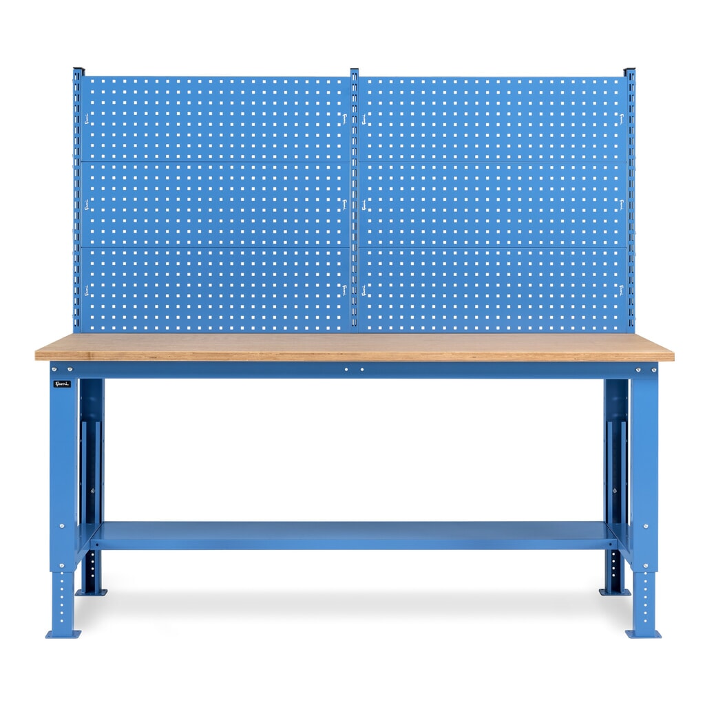 Produktabbildung Nr. 3: Fami Werkbank, höhenverstellbar u. mit Multifunktionswand, TK 1.000 kg, HxBxT 740-1.110 x 2.000 x 750 mm, RAL 5012 lichtblau