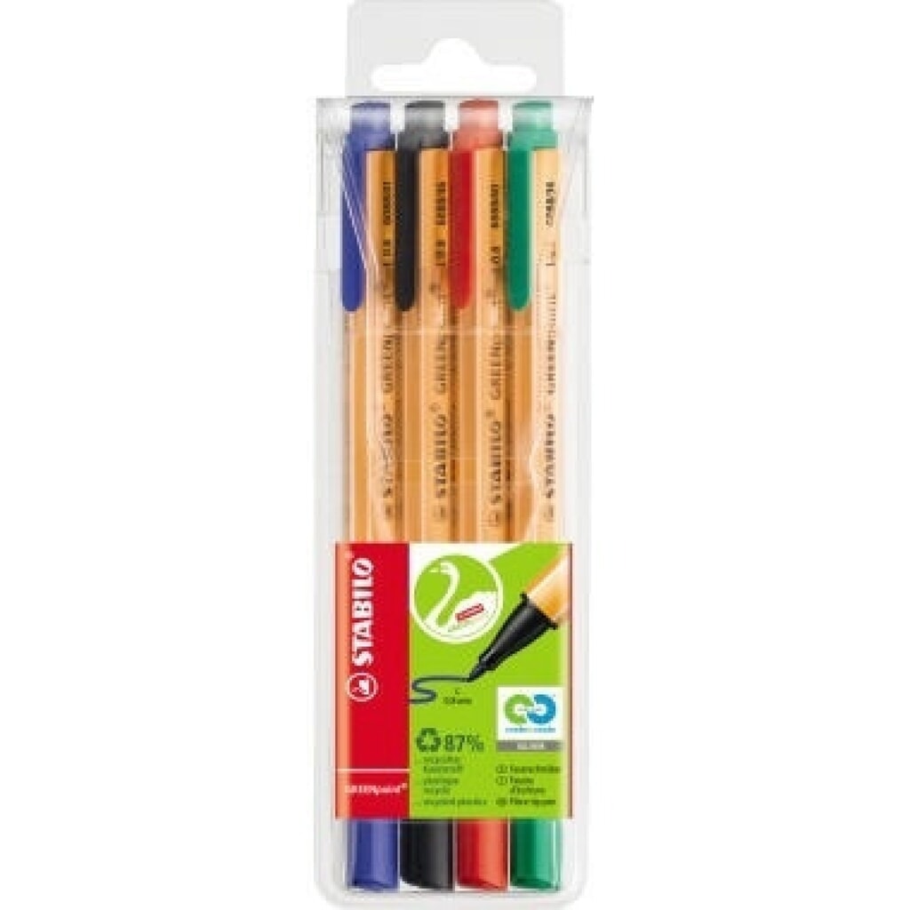 STABILO Feinschreiber GREENpoint 6088/4 0,8mm sortiert 4 St./Pack. Produktabbildung: STABILO Feinschreiber GREENpoint 6088/4 0,8mm sortiert 4 St./Pack.
