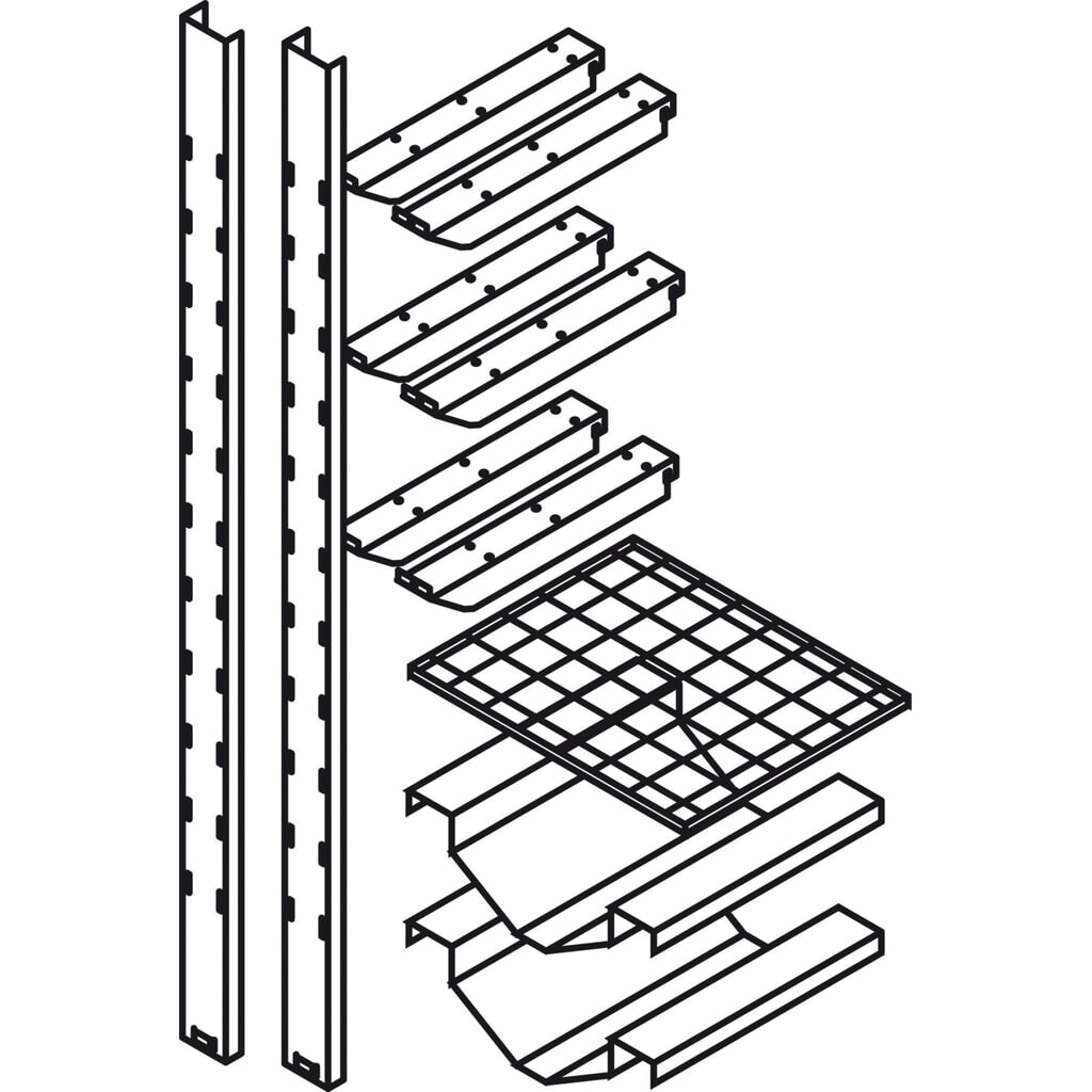 Fass-/ Gitterrostregal, für Kleingebinde und 2 x 50/60 L Fass für SAFE Tank Gefahrstoffcontainer Produktabbildung Nr. 2: Fass-/ Gitterrostregal, für Kleingebinde und 2 x 50/60 L Fass für SAFE Tank Gefahrstoffcontainer