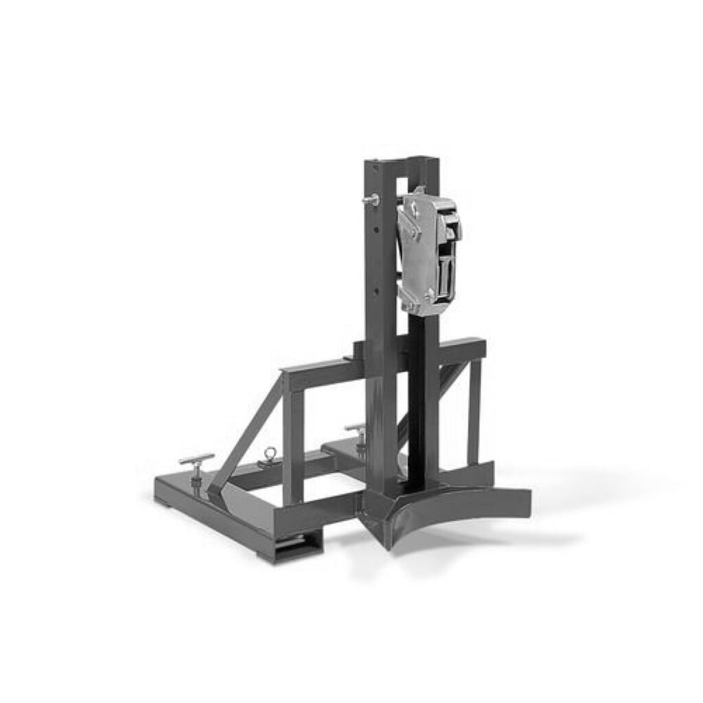 Produktabbildung: DENIOS Fassgreifer SH für Stahl-Sicken- und Spannringfässer, Stapleranbau, für 1x 200-Liter-Fass, Gabeltaschenabstand 410 mm
