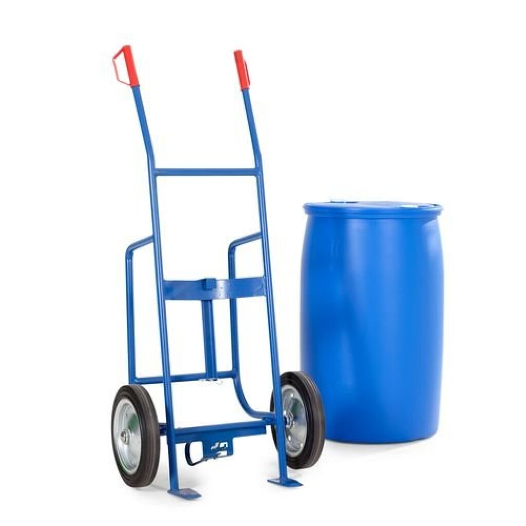 Fasskarre FKH, für 1x 200-/220-Liter-Fass, Vollgummi-Bereifung, elektrisch leitfähig Produktabbildung: Fasskarre FKH, für 1x 200-/220-Liter-Fass, Vollgummi-Bereifung, elektrisch leitfähig