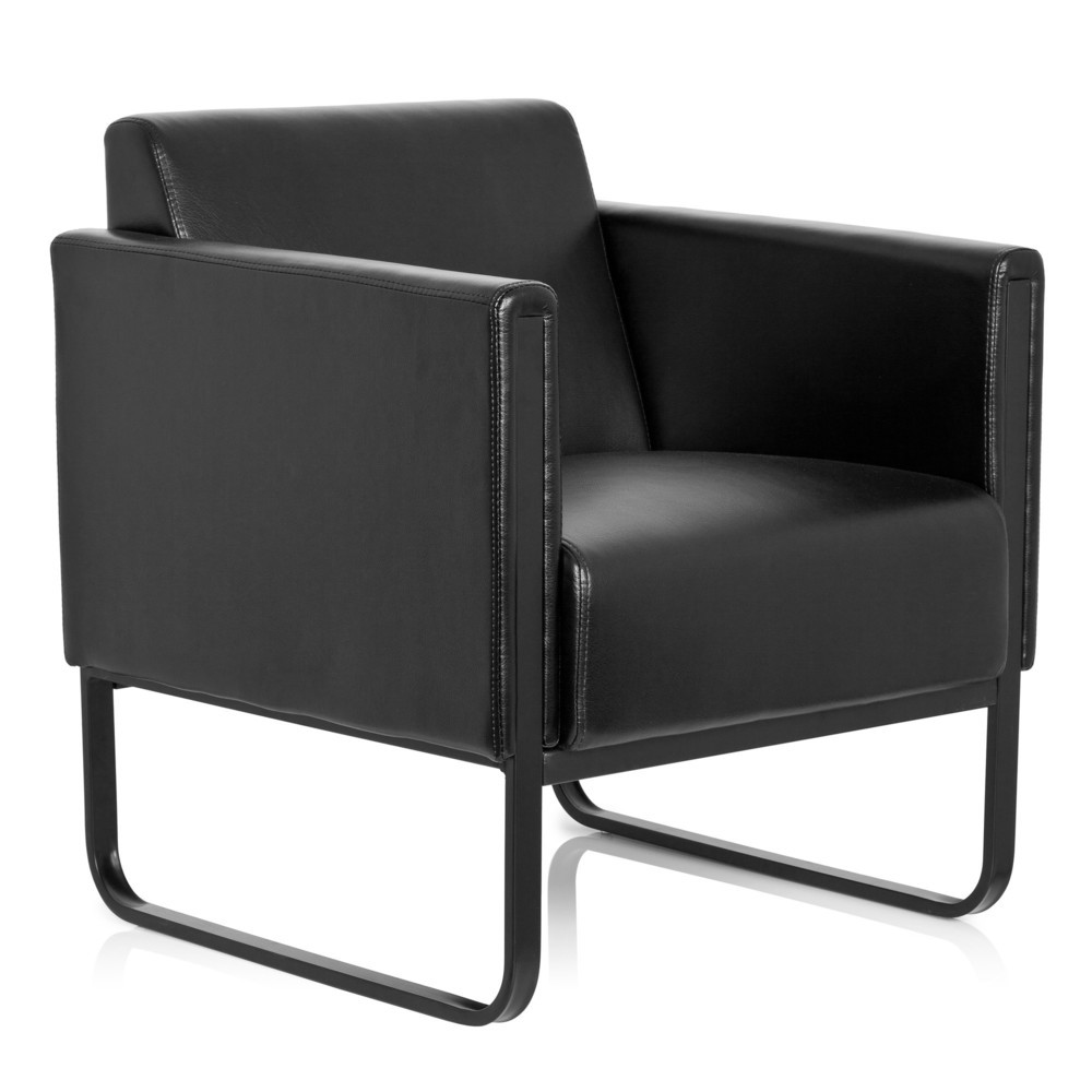 N° de l'image du produit 3 : Fauteuil lounge hjh OFFICE BALI BLACK piètement noir similicuir lisse, 1 place, noir