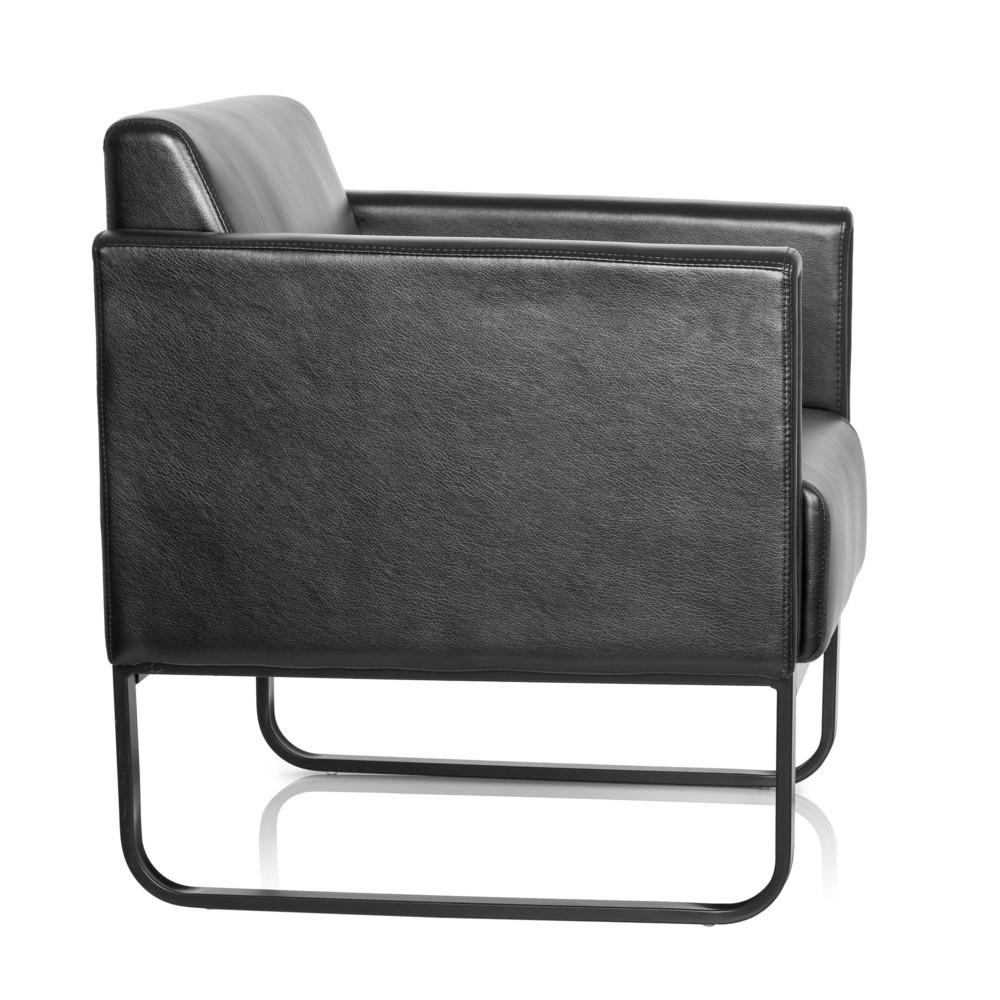 N° de l'image du produit 4 : Fauteuil lounge hjh OFFICE BALI BLACK piètement noir similicuir lisse, 1 place, noir