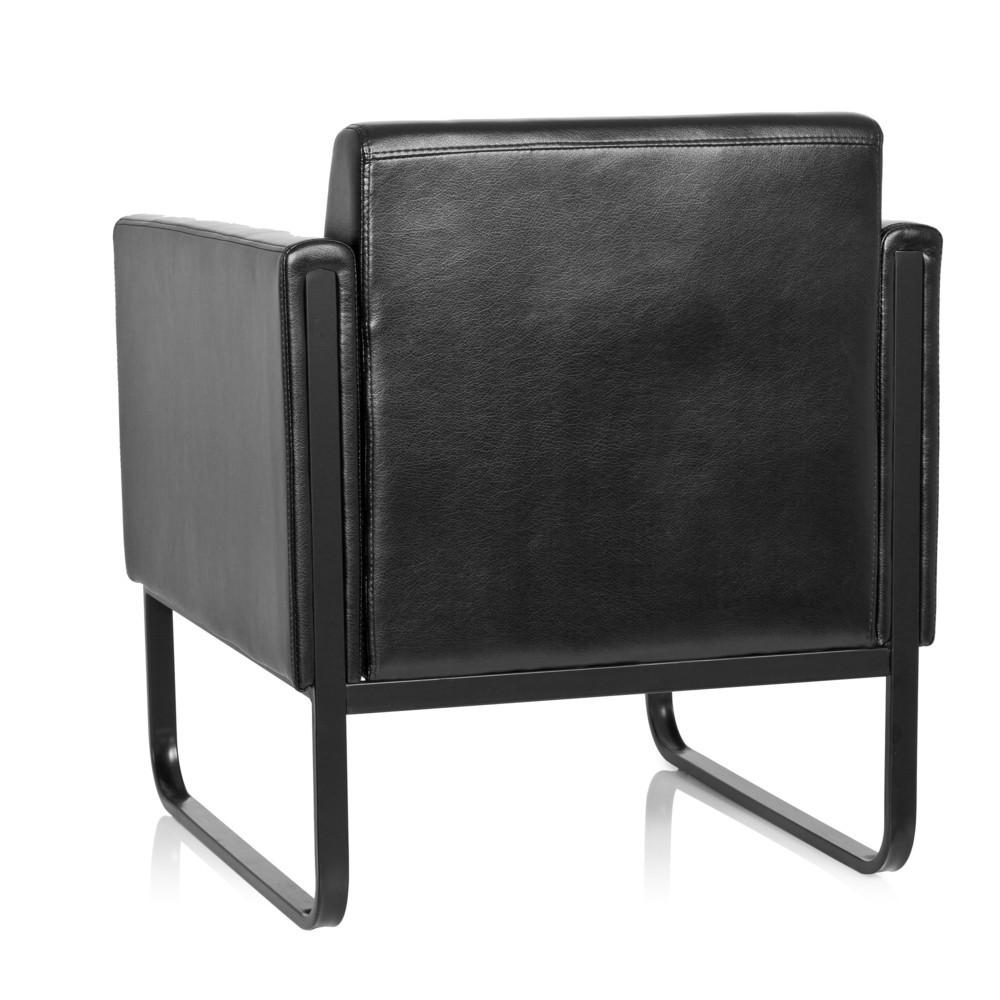 N° de l'image du produit 7 : Fauteuil lounge hjh OFFICE BALI BLACK piètement noir similicuir lisse, 1 place, noir
