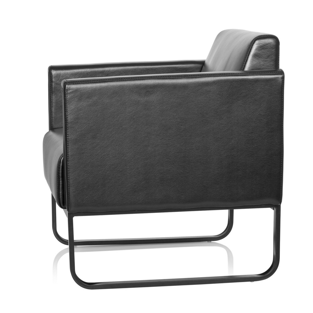 N° de l'image du produit 9 : Fauteuil lounge hjh OFFICE BALI BLACK piètement noir similicuir lisse, 1 place, noir