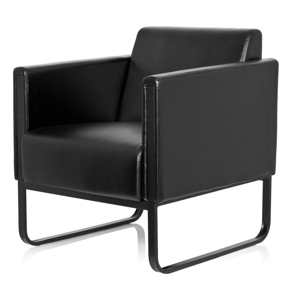 N° de l'image du produit 10 : Fauteuil lounge hjh OFFICE BALI BLACK piètement noir similicuir lisse, 1 place, noir
