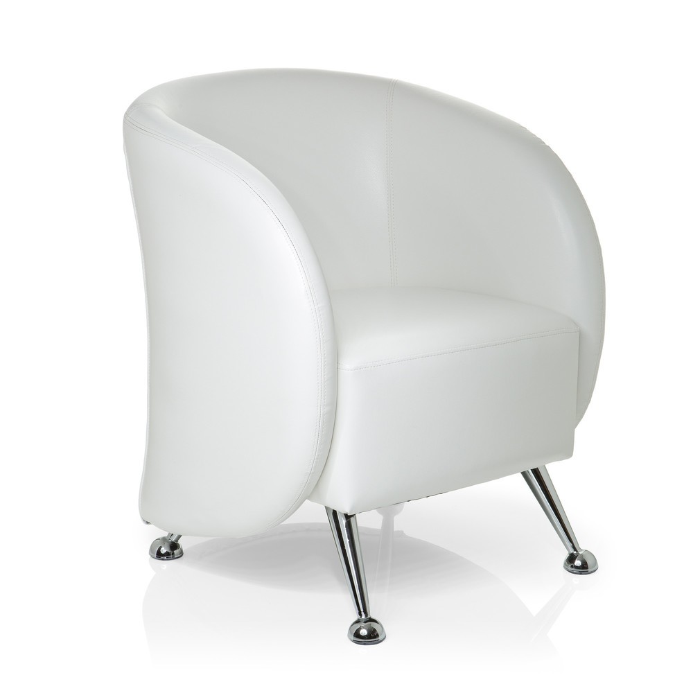 N° de l'image du produit 4 : Fauteuil lounge / fauteuil club hjh OFFICE / ST. LUCIA similicuir, blanc