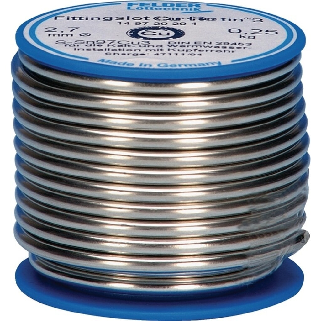 FELDER Fittingslot Cu-Rotin®3, 250 g, 2,7 mm, S-Sn97Cu3 Produktabbildung: FELDER Fittingslot Cu-Rotin®3, 250 g, 2,7 mm, S-Sn97Cu3