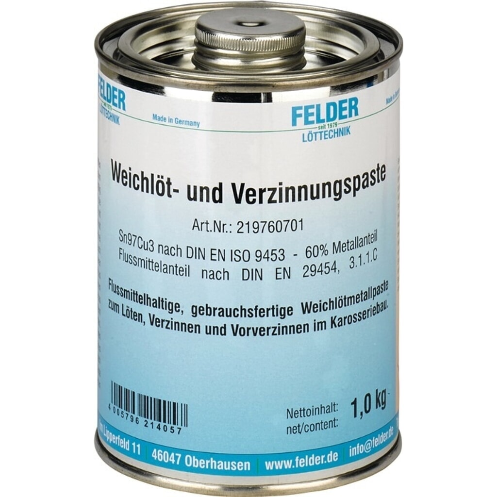 Produktabbildung: FELDER Weichlöt- und Verzinnungspaste, 1 kg, 230 - 250 °C, S-Sn97Cu3