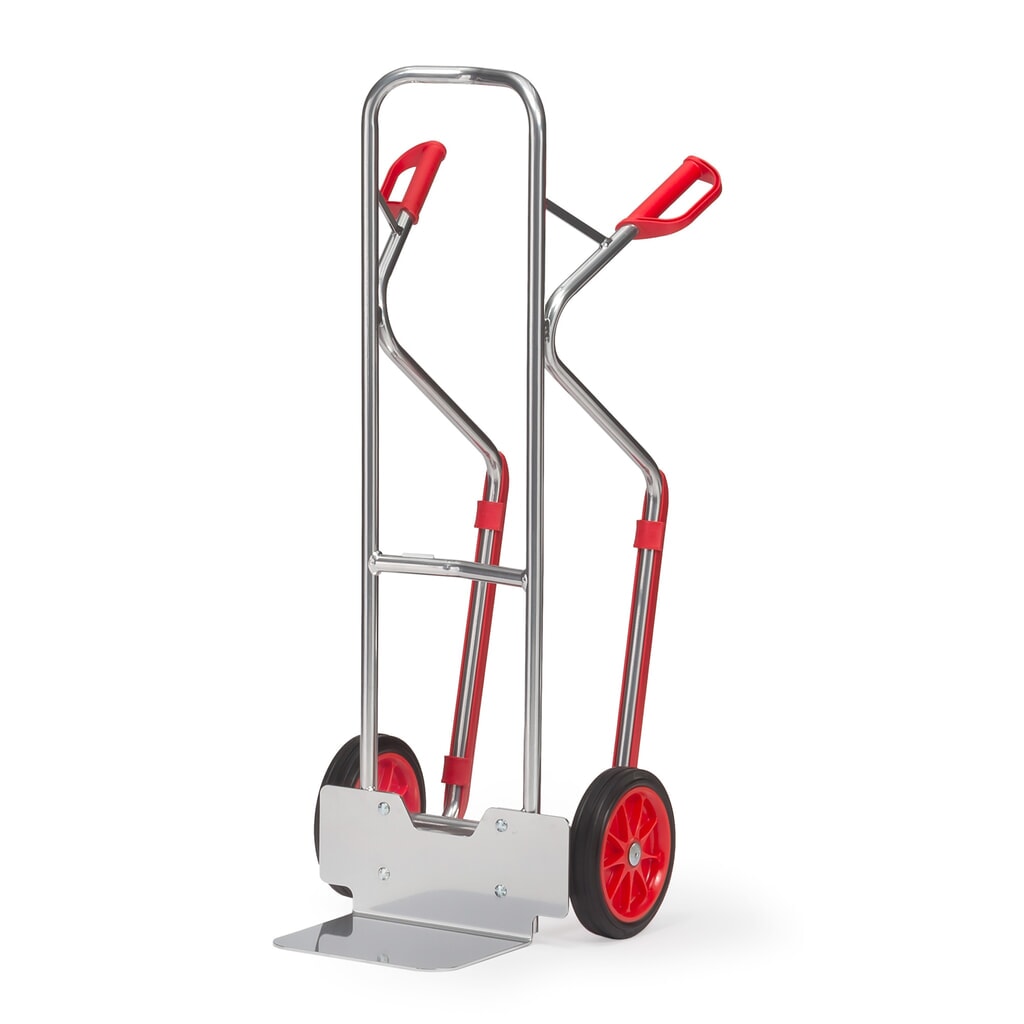 fetra® Alu-Stapelkarre, Tragkraft 200 kg, Schaufel BxT 320 x 250 mm, mit Gleitkufen, Vollgummi-Bereifung Produktabbildung: fetra® Alu-Stapelkarre, Tragkraft 200 kg, Schaufel BxT 320 x 250 mm, mit Gleitkufen, Vollgummi-Bereifung