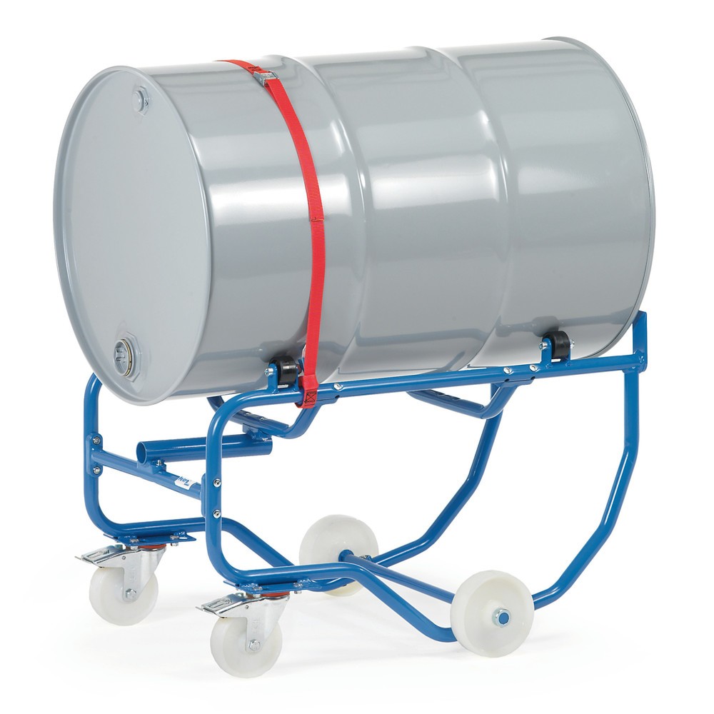 Illustration du produit: fetra® Basculeur de fûts, capacité de charge 250 kg, avec barre de levier, mobile, roues en plastique pour faire tourner le fût