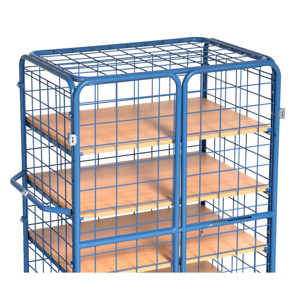 Immagine del prodotto n. 4: fetra® Carrello armadio, capacità di carico 600kg, pareti in rete, con doppio sportello basculante, 5 ripiani da 1.000 x 600 mm