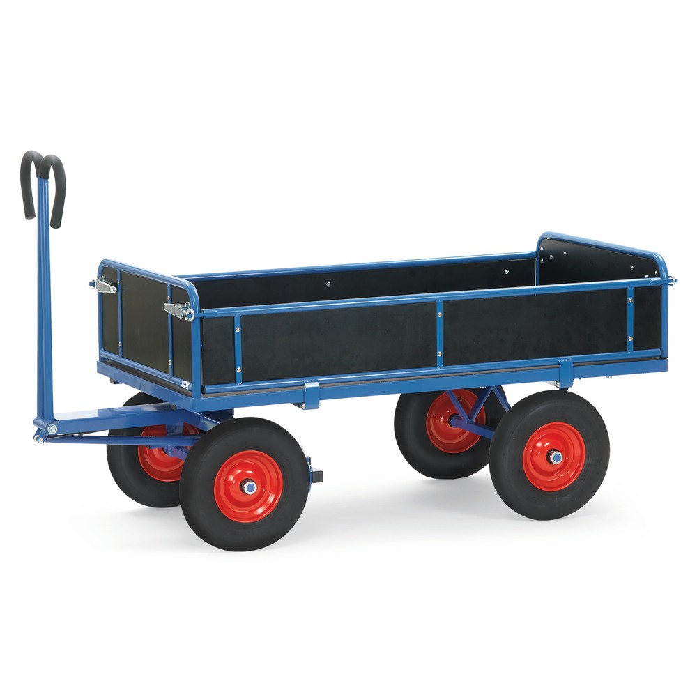 Imagen del producto: carro con plataforma de mano fetra® con 3 paredes plegables, área de carga 800 x 1.200 mm, capacidad de carga 1.000 kg, bandajes de goma maciza
