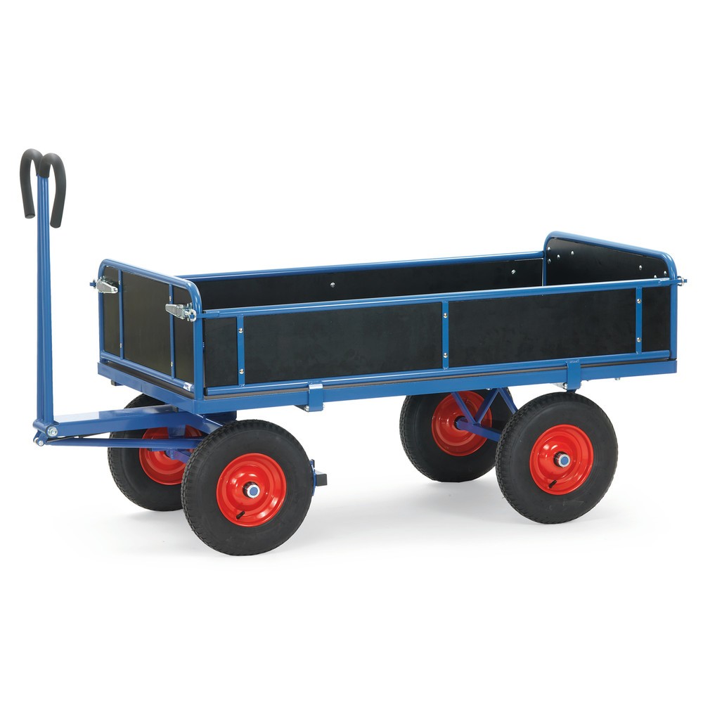 Imagen del producto: carro con plataforma de mano fetra® con 3 paredes plegables, área de carga 800 x 1.200 mm, capacidad de carga 1.000 kg, neumáticos de aire