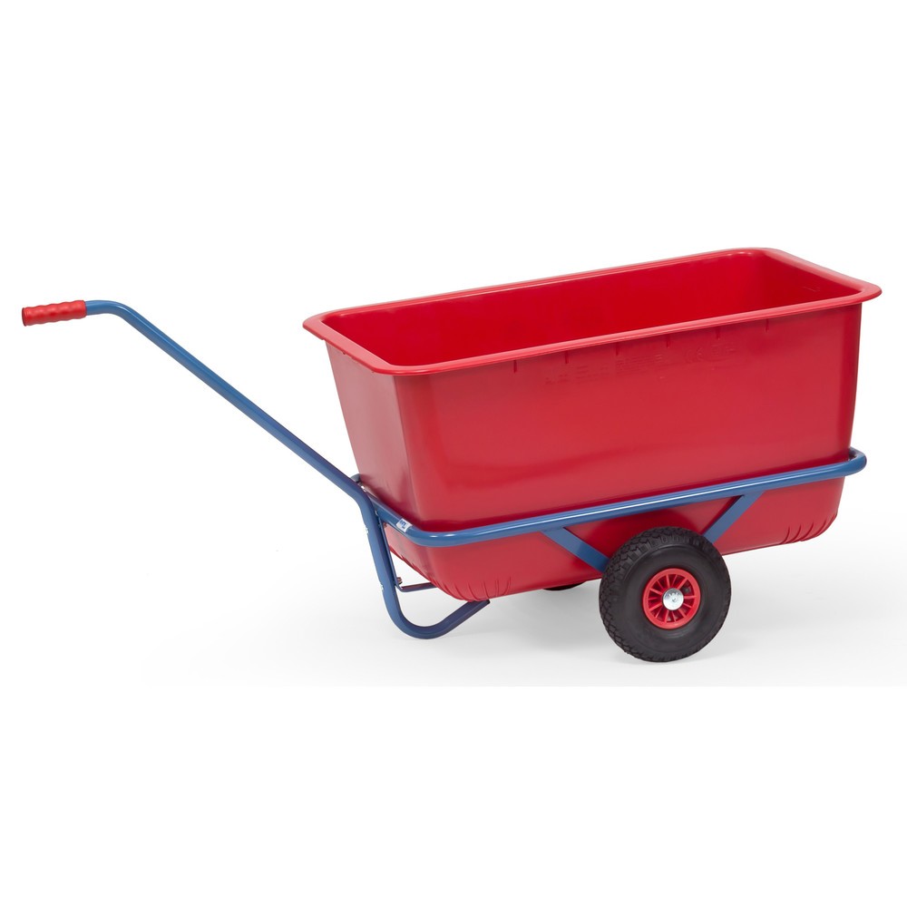 Illustration du produit: Chariot à bras léger fetra® avec bac en plastique, roues en caoutchouc plein, H x l x L 777 mm x 668 mm x 1 566 mm, capacité de charge 200 kg, peint en bleu