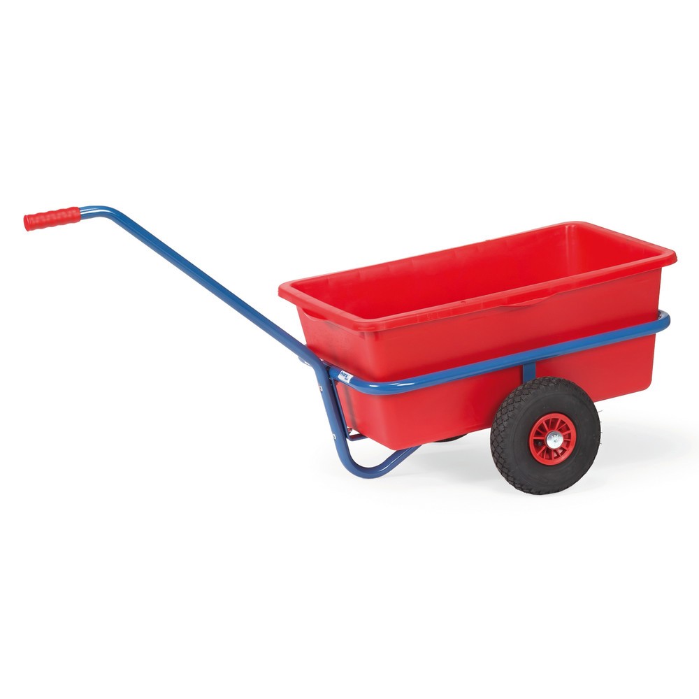 Illustration du produit: Chariot à bras léger fetra® avec bac en plastique, roues en caoutchouc plein, H x l x L 777 mm x 581 mm x 1 401 mm, capacité de charge 200 kg, peint en bleu