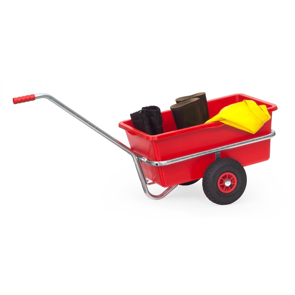 N° de l'image du produit 2 : Chariot à bras léger fetra® avec bac en plastique, pneumatiques gonflables, H x l x L 777 mm x 596 mm x 1 401 mm, capacité de charge 200 kg, galvanisé à chaud