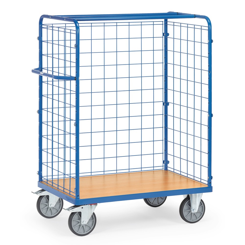 Illustration du produit: Chariot pour paquets fetra®, 3 côtés avec paroi grillagée, surface de chargement L × P 1 000 x 700 mm, hauteur 1.552 mm