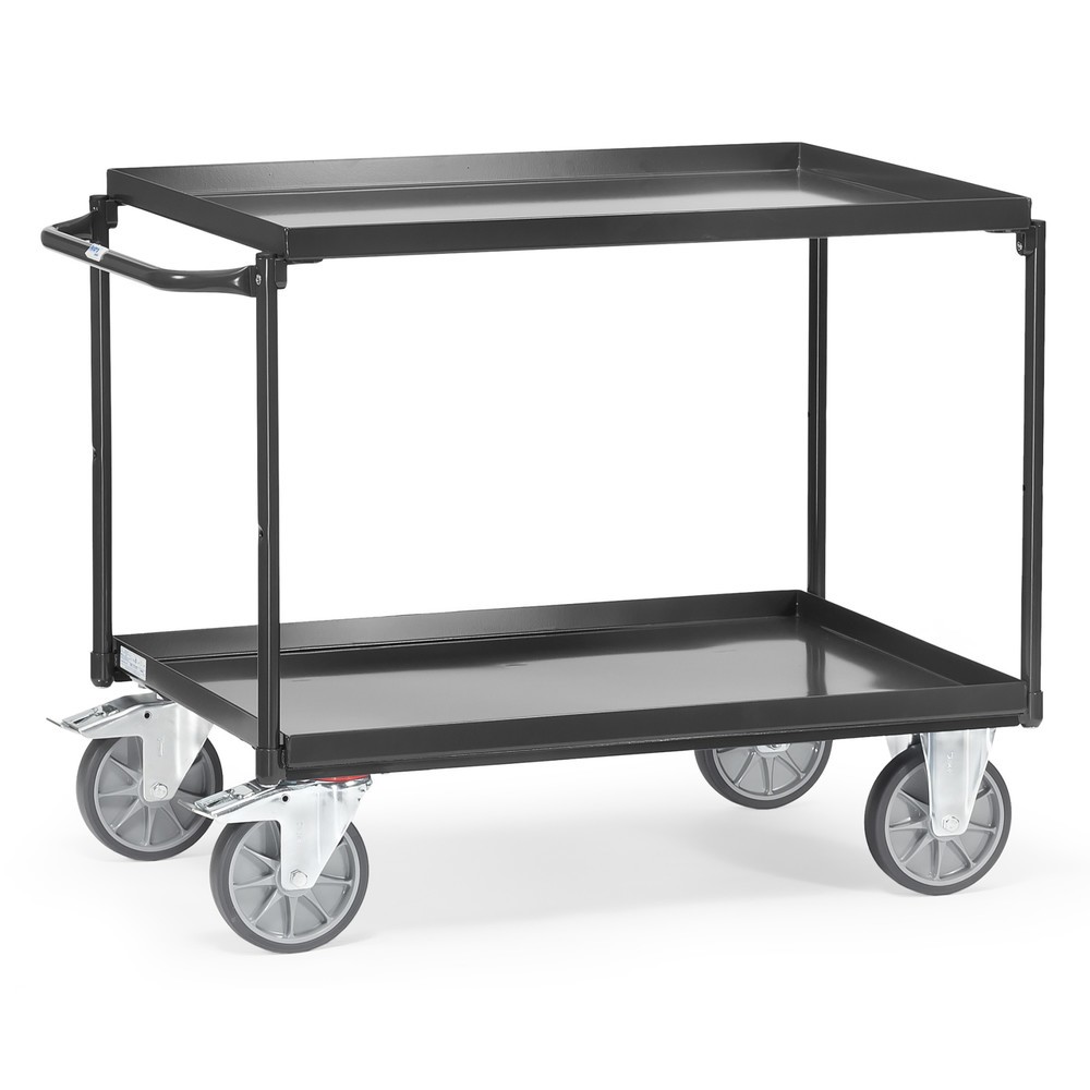 Illustration du produit: fetra® Servante avec bacs étanches à l’huile, 2 bacs de 850 x 500 mm, arceau horizontal, gris anthracite