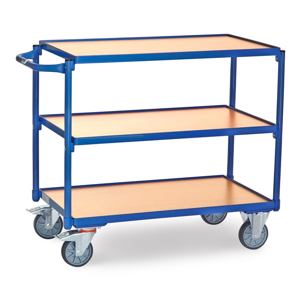 N° de l'image du produit 1 : fetra® Servante, capacité de charge 300 kg, 3 niveaux de 850 x 500 mm, dossier de poussée horizontal