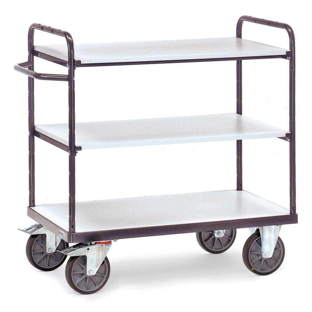 Illustration du produit: fetra® Chariot à plateaux ESD avec tablettes en bois, 3 surfaces de chargement de 500 x 850 mm, hauteur 1 111 mm