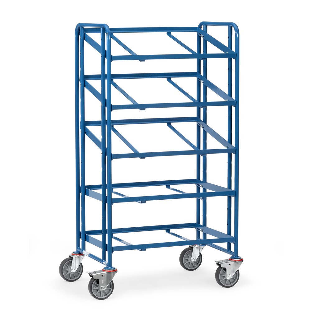 Illustration du produit: fetra® Chariot à plateaux pour bacs Euro, cadre ouvert, capacité de charge 300 kg, 5 plateaux de 820 x 610 mm