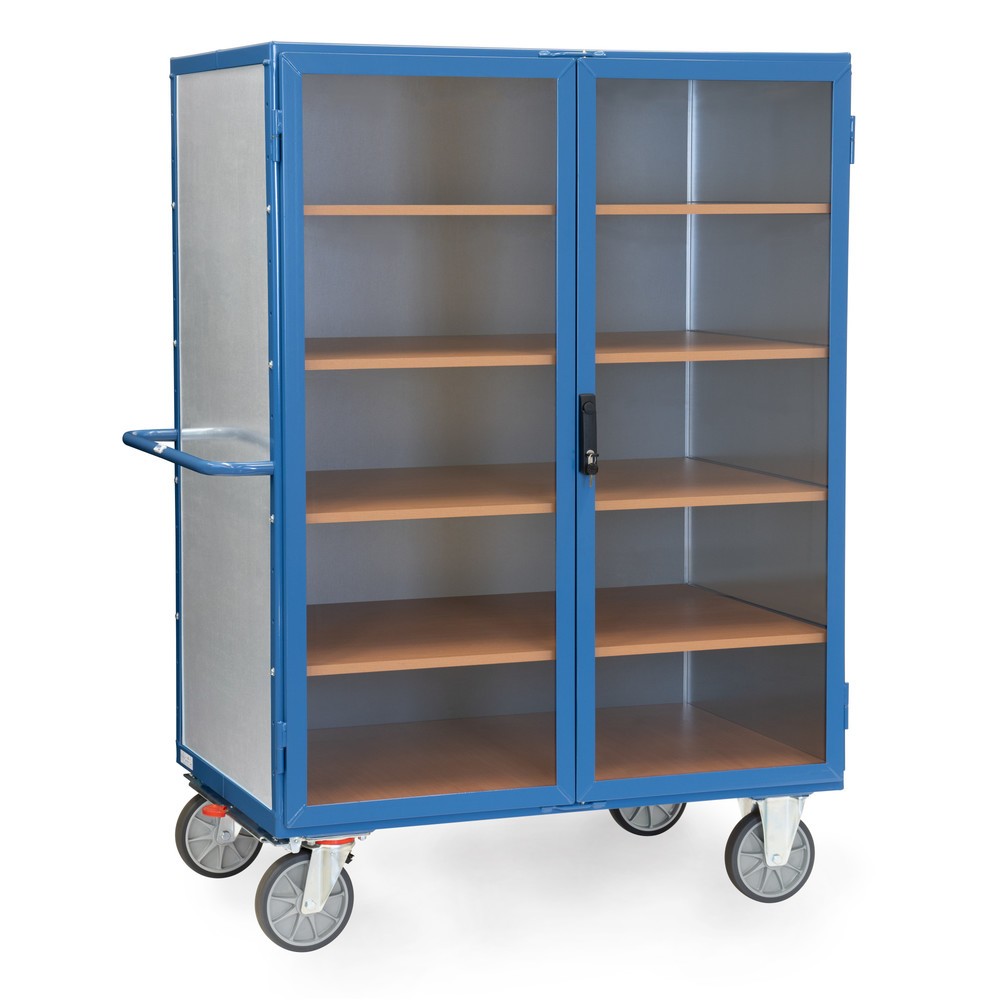 Illustration du produit: Chariot-caisse fetra® avec parois en tôle d’acier, portes transparentes, 4 plateaux intermédiaires, HxLxP 1 792 x 745 x 1.170 mm