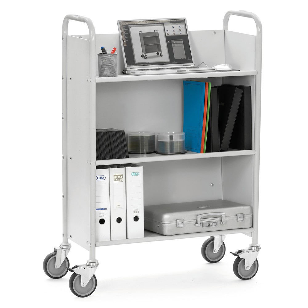N° de l'image du produit 2 : fetra® Chariot de bureau et à dossiers, 2 compartiments avec paroi arrière + tablettes inclinées