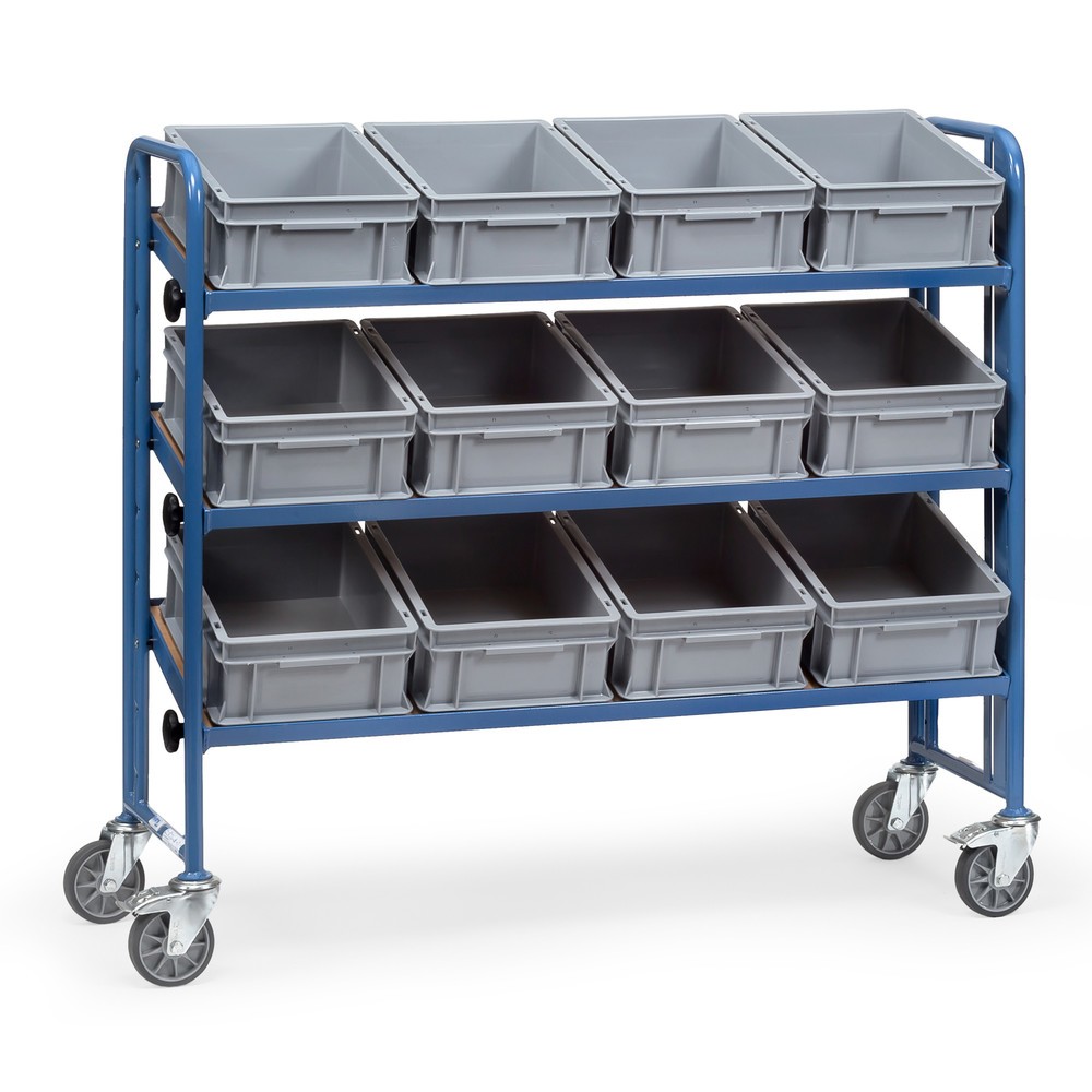 Illustration du produit: Chariot de montage fetra® avec bacs Europe, 3 niveaux, simple face