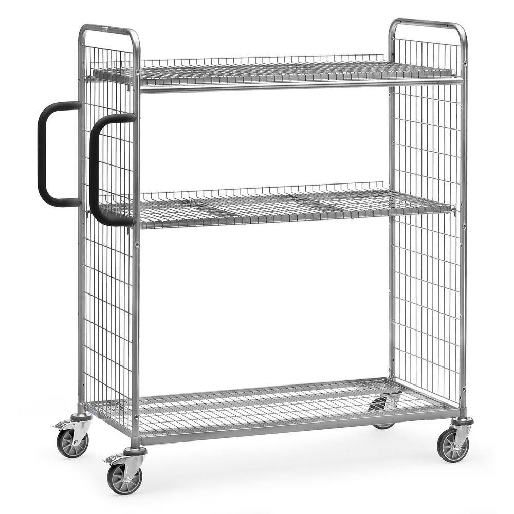 Illustration du produit: Chariot de préparation de commandes fetra®, haut. x larg. x prof. 1 625 x 690 x 1 491 mm, avec étagère, capacité de charge 300 kg