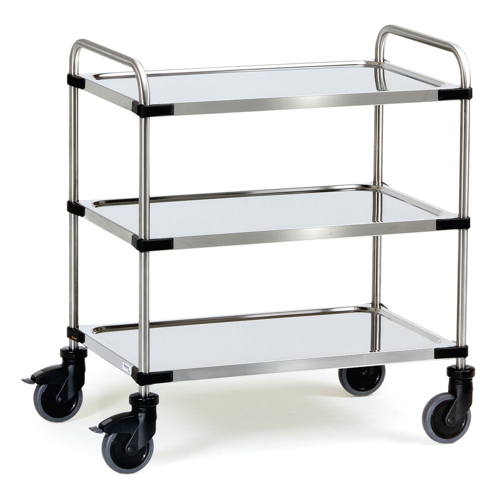 Illustration du produit: Présentoir mobile fetra® en acier inoxydable, haut. x larg. x prof. 950 x 670 x 1 070 mm, capacité de charge 150 kg