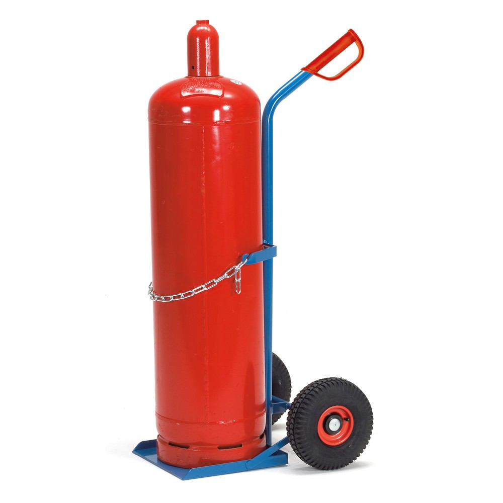 N° de l'image du produit 2 : Diable porte-bouteilles en acier, 1 bouteille en acier fetra® de 33 litres, pneumatiques gonflables