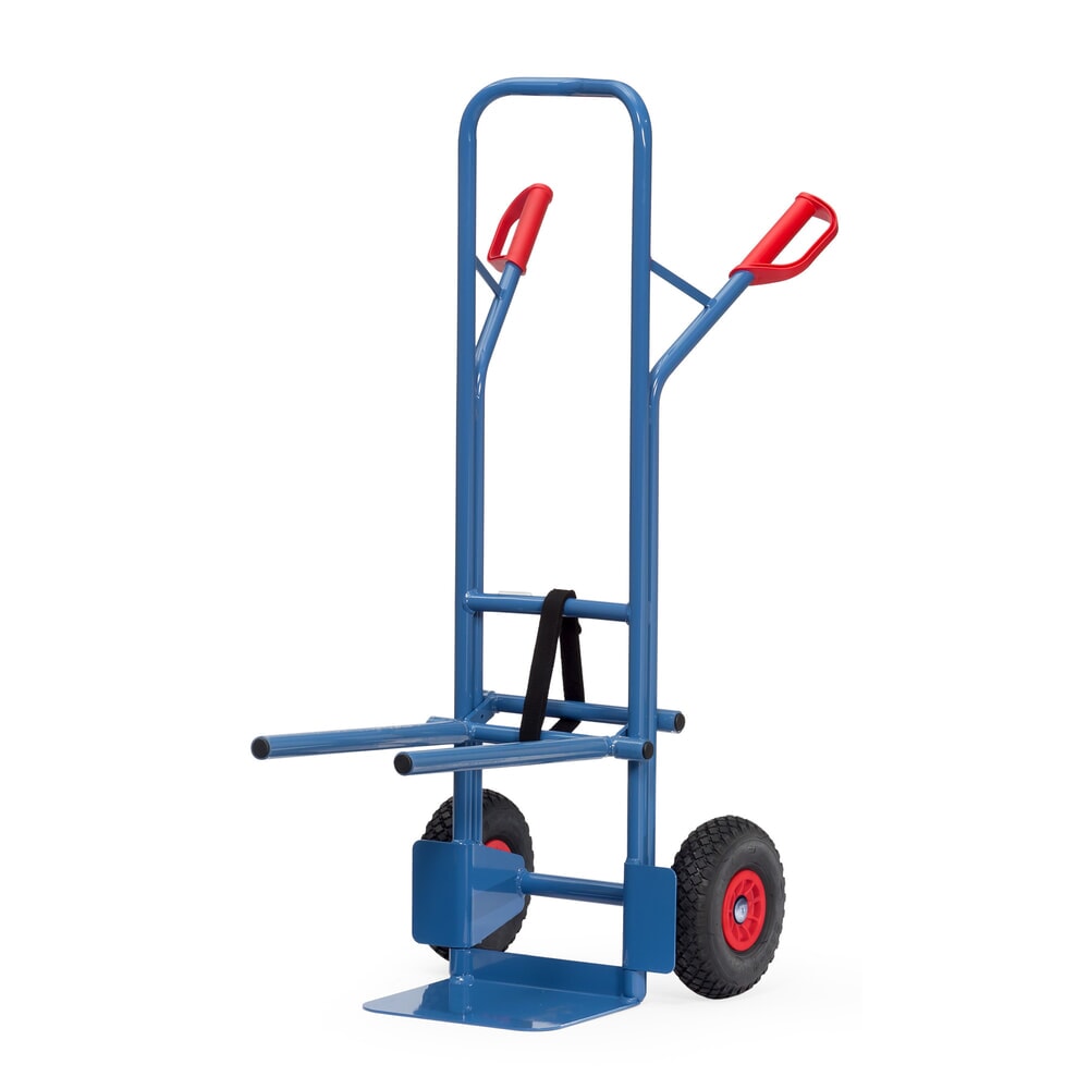 Illustration du produit: Diable pour chaises empilables fetra® en acier, châssis porteur amovible, pelle LxP 320 x 250 mm, pneumatique en polyuréthane