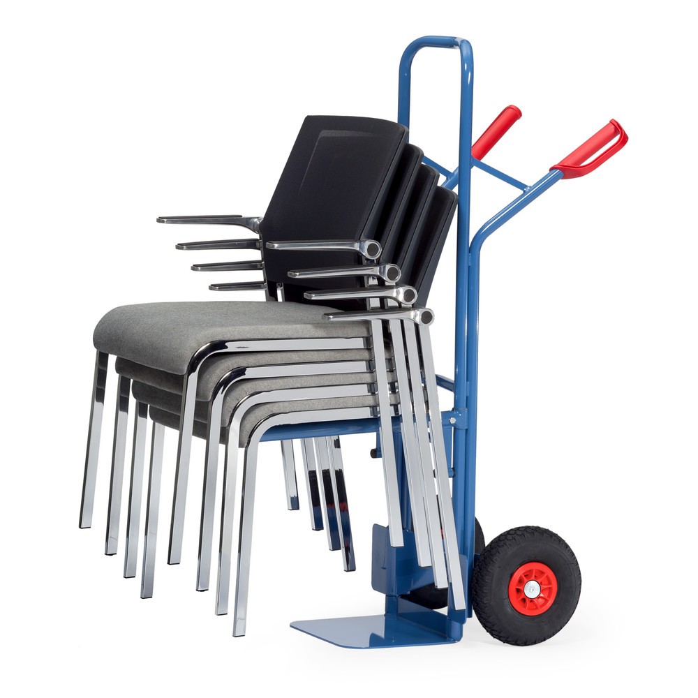 N° de l'image du produit 3 : Diable pour chaises empilables fetra® en acier, cadre de support vissable, pelle LxP 320 x 250 mm, pneumatique en polyuréthane