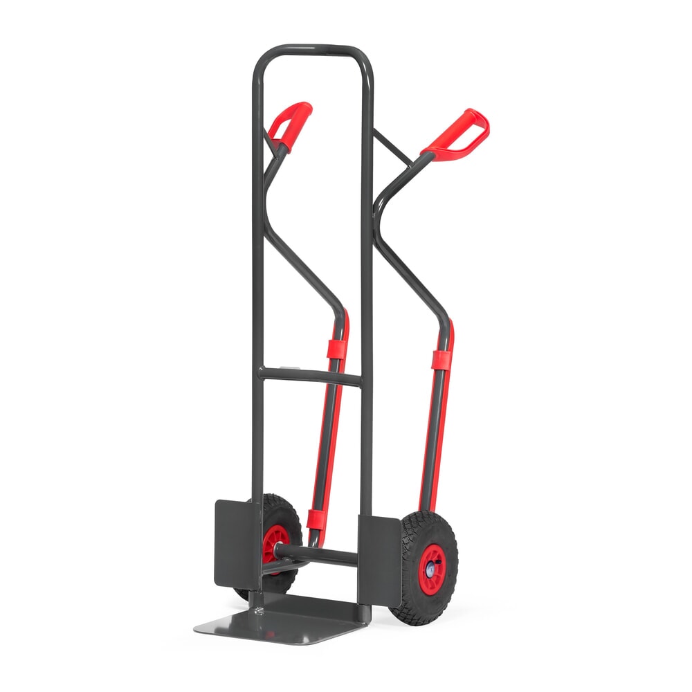 Illustration du produit: Diable empilable fetra®, capacité de charge 300 kg, pelle LxP 320 x 250 mm, avec patin, pneumatique, gris anthracite